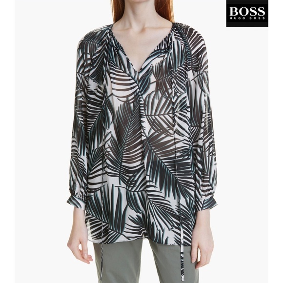 Hugo Boss Tops - HUGO BOSS NWT BILINEA PLEASANT PALM FANTASY TUNIC TOP. SIZE US 4 (S)